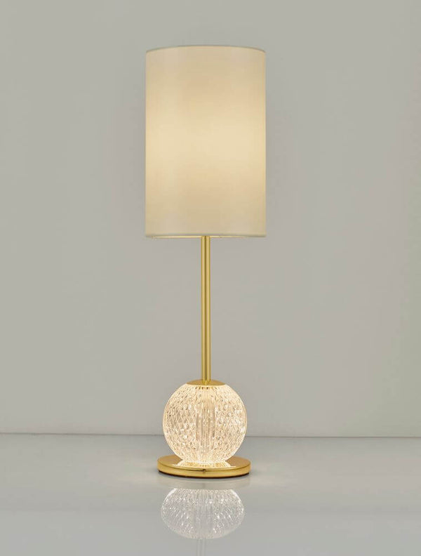 Brille LED Tischleuchte 2-flammig Ø 15,4cm 3200K Gold, moderne Nova Luce Tischlampe in Gold und Transparent