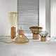 Brokis Stehleuchte Muffins Wood 04, elegante Lampe mit Glas und Holz, zeitloses Design, stilvolle Beleuchtung.