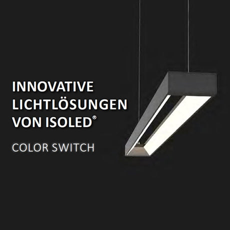Schwarze LED Pendel-Schreibtischleuchte mit verstellbaren Lichtfarben und 3600 Lumen für den Arbeitsplatz.