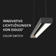 Schwarze LED Pendel-Schreibtischleuchte mit verstellbaren Lichtfarben und 3600 Lumen für den Arbeitsplatz.