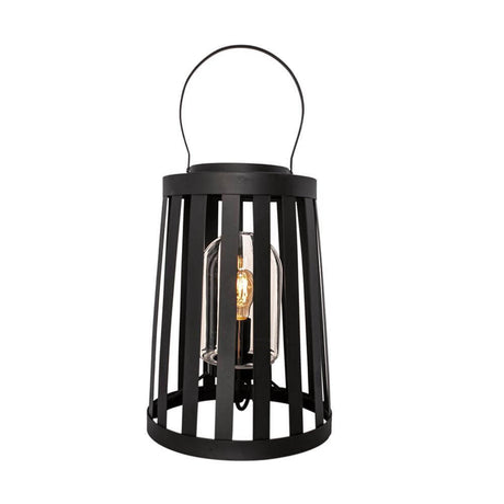 Außenlampe Delphia Tisch- & Bodenlampe IP44 in Schwarz, laternenähnliches Design, perfekt für Balkon und Terrasse.