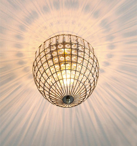 Lampada da soffitto Amadeus Ø 30 cm Antik con prismi in vetro e metallo antico, luce calda per interni eleganti.