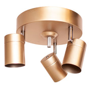 Deckenlampe Correct 3-flammig in Gold mit ausrichtbaren Köpfen für Flur oder Schlafzimmer.