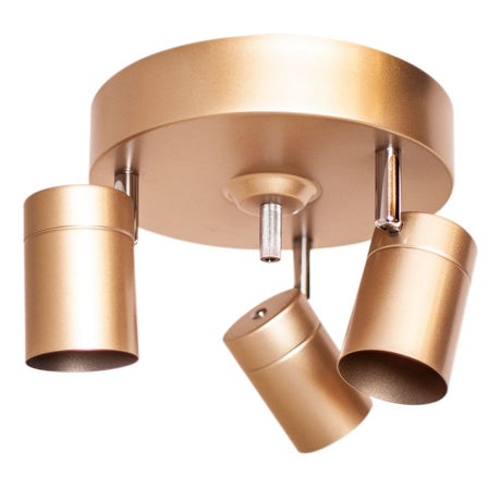 Lampada da soffitto Correct a 3 luci in oro con teste orientabili per corridoio o camera da letto.