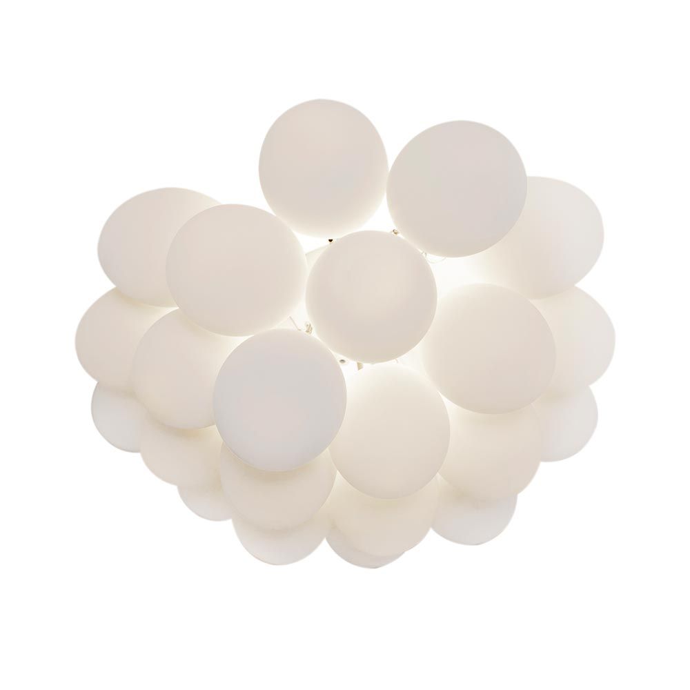 Deckenlampe Gross mit 24 weißen Glasperlen, Ø 50cm, eleganter Blickfang für Wohnzimmer und Diele.