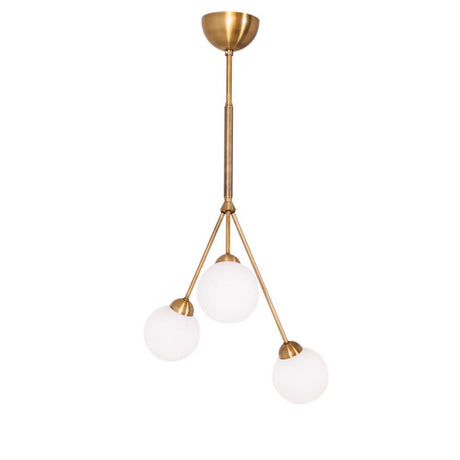 Ceiling light 3Some 3-light antique gold with three glass globes and antique gold brass design.
