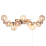 Wand- und Deckenleuchte Splendor 9-flg in Gold mit bernsteinfarbenen Glaskugeln, stilvolles Lichtobjekt für jeden Raum.