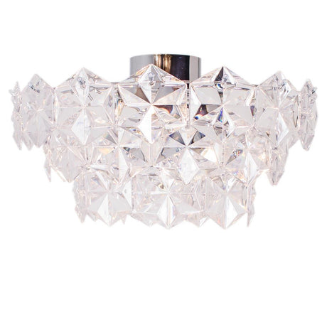 Lampada da soffitto Monarque Ø 50 cm cromata, trasparente con design in cristallo scintillante e accenti moderni.
