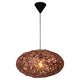 Hängeleuchte Diego aus Rattan, handgefertigt, rustikales Design, bernsteinfarbene Lichtquelle, perfekte Deckenbeleuchtung.
