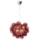 Glasspendelampe Gross Ø 50 cm av glasskuler i rosa farge, arrangert som en sky.