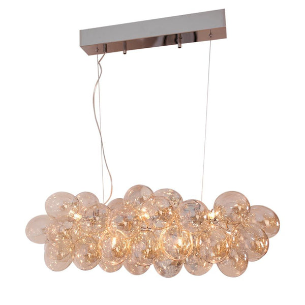 Glazen hanglamp Gross Bar 80cm met 38 glazen bollen voor de eetkamer of vergadertafel.