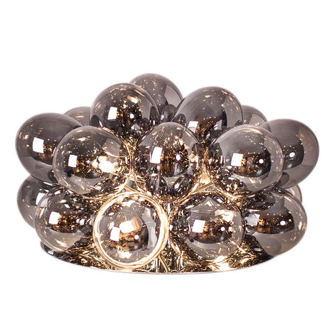 Large glass table lamp Ø 38cm smoke-coloured with many stylish glass spheres in a smoky colour.
