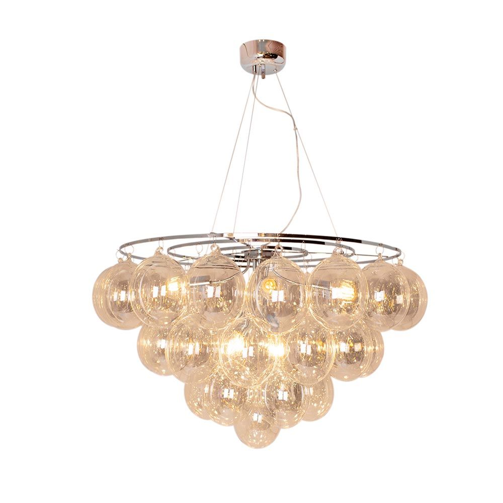 Hengelampe Gross Giant Ø 100 cm glaskuler med 36 glassperler i moderne design.