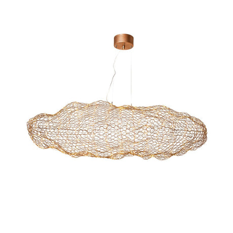 LED-suspension Hayden L 76 cm couleur or, plafonnier couleur or en forme de nuage, idéal pour un éclairage d’ambiance.