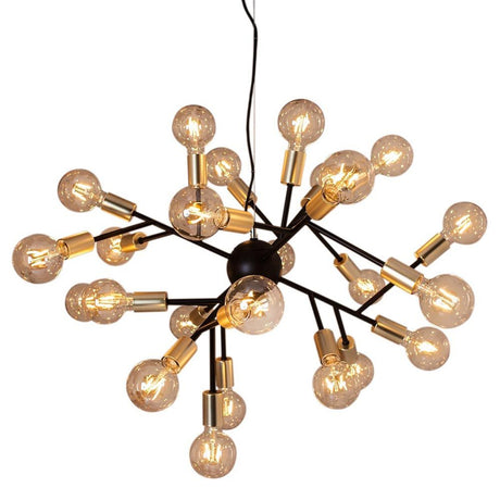 Lampada a sospensione Heroes a 24 luci, nera con 24 lampadine luminose per un'atmosfera впечатante.