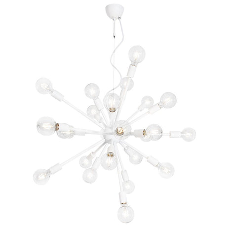 Suspension Leo à 24 feux en blanc avec 24 bras lumineux pour un éclairage d'ambiance captivant.