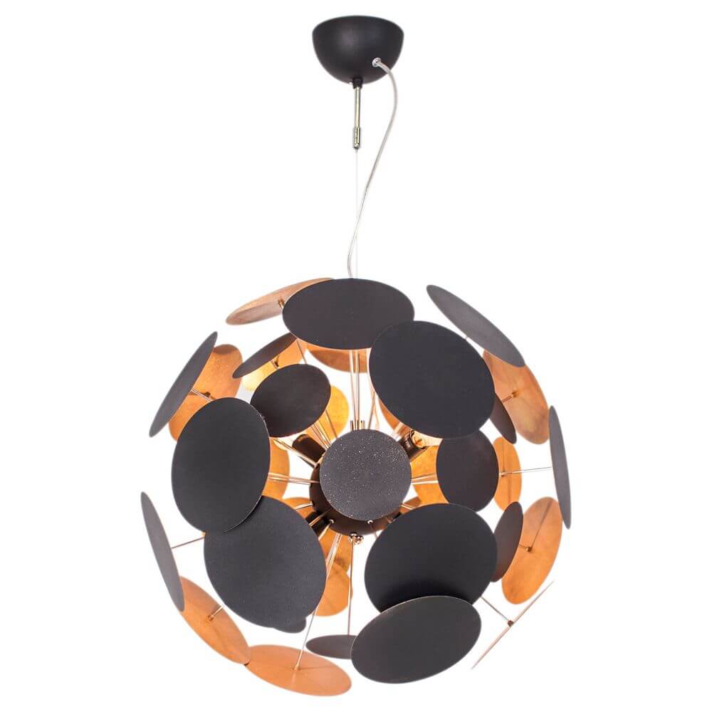 Hängelampe Planet Ø 50cm Sandschwarz, Goldfarben
