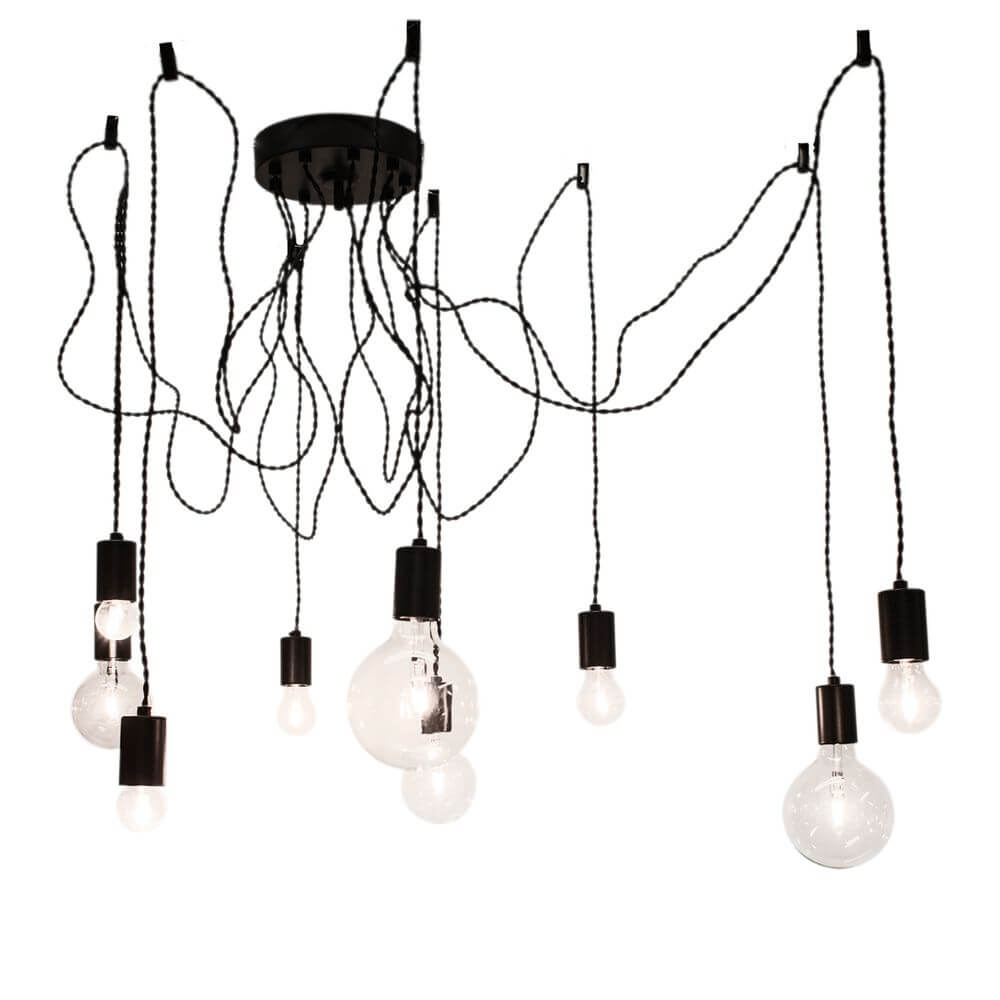 Hanging lamp spindelon 9-flg. Black