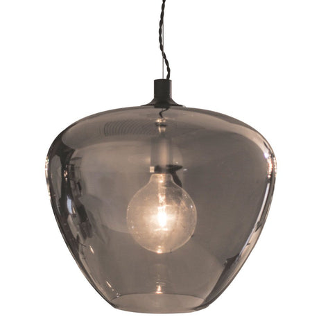 Suspension Bellissimo Grande Ø 40 cm fumée avec un design en verre élégant et un câble textile noir.