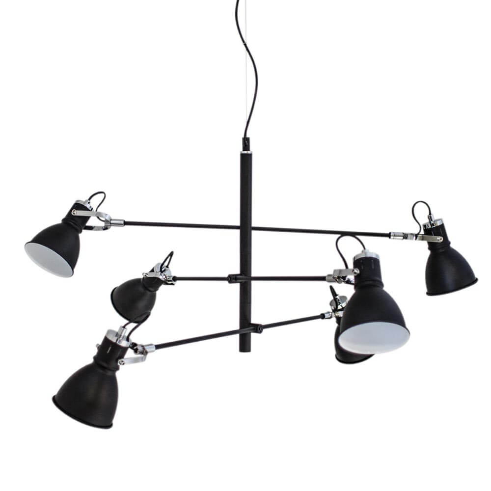 Candeeiro suspenso Pigalle 6 luzes preto