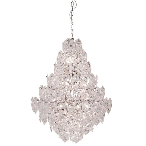 Lustre Monarque Grande Ø 58 cm chrome, transparent avec des accents de cristal élégants et un système de suspension moderne.
