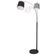 Golvlampe Foggy med 3 lyskilder, 175 cm, med tre skjermer i grå, svart og hvit.