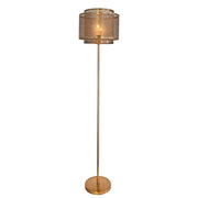 Stehleuchte Hermine 157cm Messing mit modernem Design und goldener Lampenschirm-Detail.