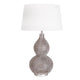 Elegante Tischlampe Lofty im Orient-Style mit dekorativem Fuß und weißem Schirm, Höhe 56 cm, Durchmesser 33 cm.