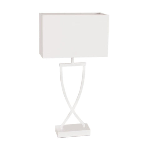 Lampada da tavolo Omega 52 cm in bianco con design moderno e struttura regolabile in altezza.