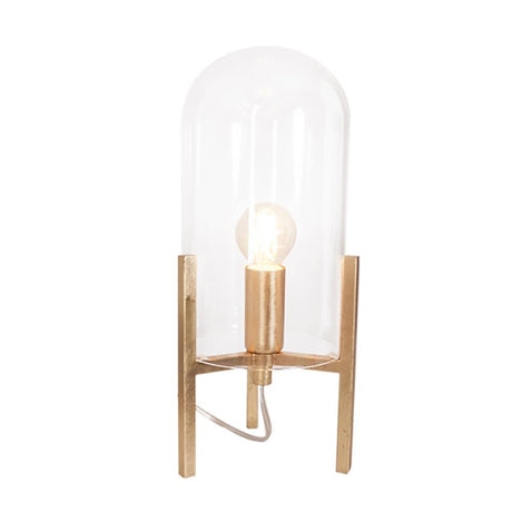 Lampa stołowa Smokey z kloszem szklanym w kolorze złotym z przezroczystym kloszem szklanym, idealna do okna lub na stolik nocny.
