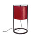 Bordlampe Vieste 45 cm med rød fløyelsskjerm og matt svart metallramme, ideell for en varm atmosfære.