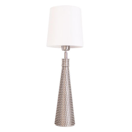 Lofty Slim table lamp with white fabric shade, modern with a silver base and white shade.