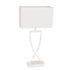 Bordlampe Omega 69 cm i elegant design med hvit lampeskjerm og stilfull fot.