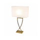 Elegant bordlampe Omega 69 cm med gyllen base og hvit lampeskjerm for stilfulle interiører.