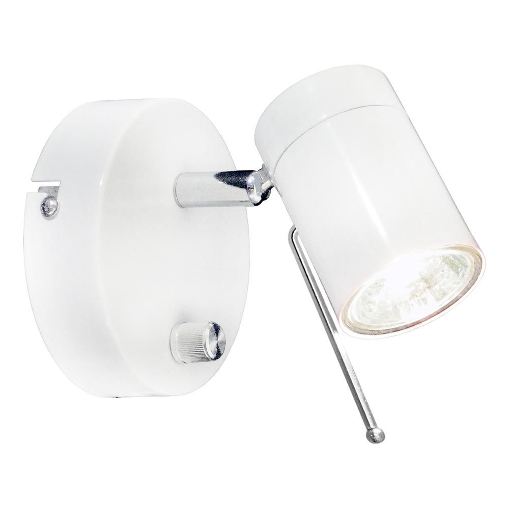 Wandspot Correct - verstellbare Wandleuchte aus Metall mit Dimmer-Rad und schwenkbarem Lampenkopf.