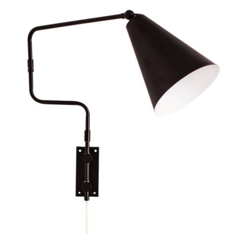 Moderne væglampe Yukon sort med drejeligt lampehoved og minimalistisk design.