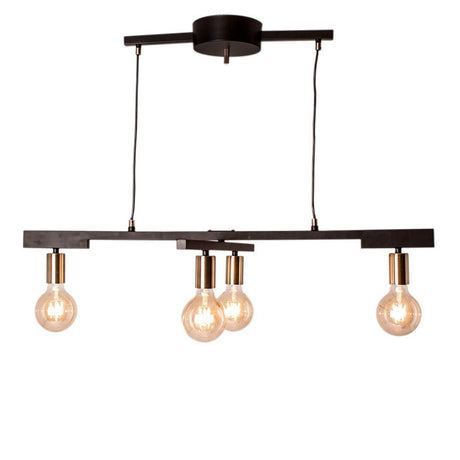 Lampada a sospensione Zeona con braccio regolabile Nero-Ottone dal design moderno e con accenti dorati.