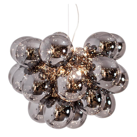 Lampada a sospensione in vetro XXL Gross Ø 62 cm grigio fumo con eleganti perle di vetro e design unico.