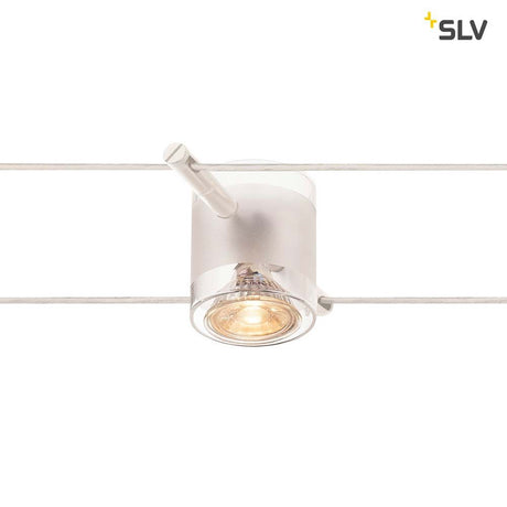 Comet cable light for Tenseo 12V cable system QR-C51 White, steel and partly satin-finished glass for halogen and LED lamps.
