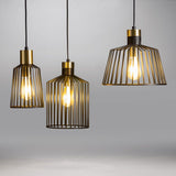 Cage 2 pendant light Ø 22.5cm black with brass frame