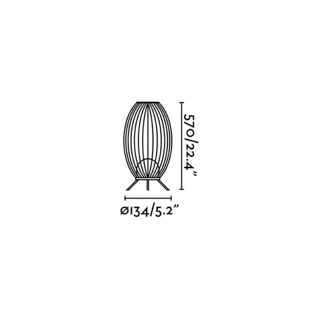 Cage Outdoor LED Terrassenlampe IP65 Anthrazit Maßzeichnung mit Höhe 570 mm und Durchmesser 134 mm