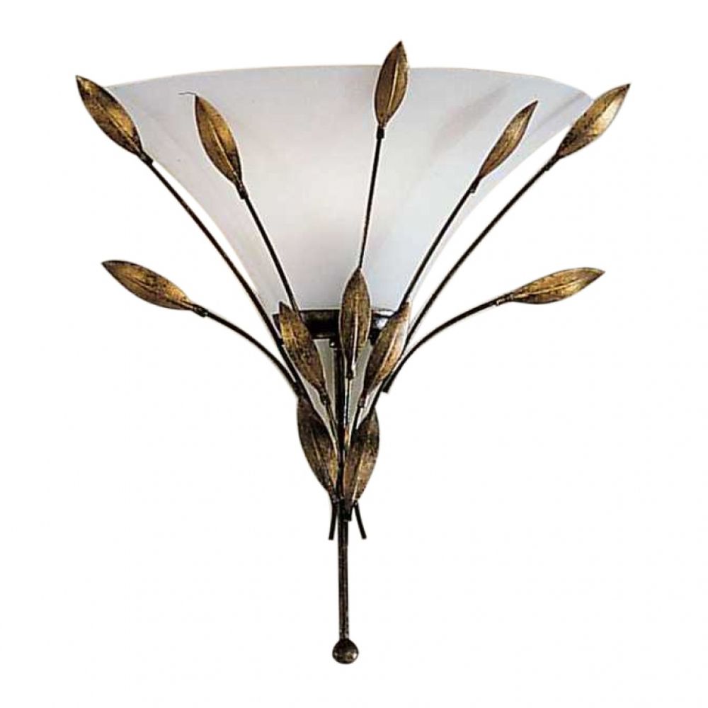 Elegante Campana Wandleuchte Halbschale 34cm mit Blättern, ideal für stilvolle Innenräume.