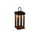 Cannes Outdoor USB-Laterne in Rostfarben, dimmbar mit elegantem Design und praktischen Griff.