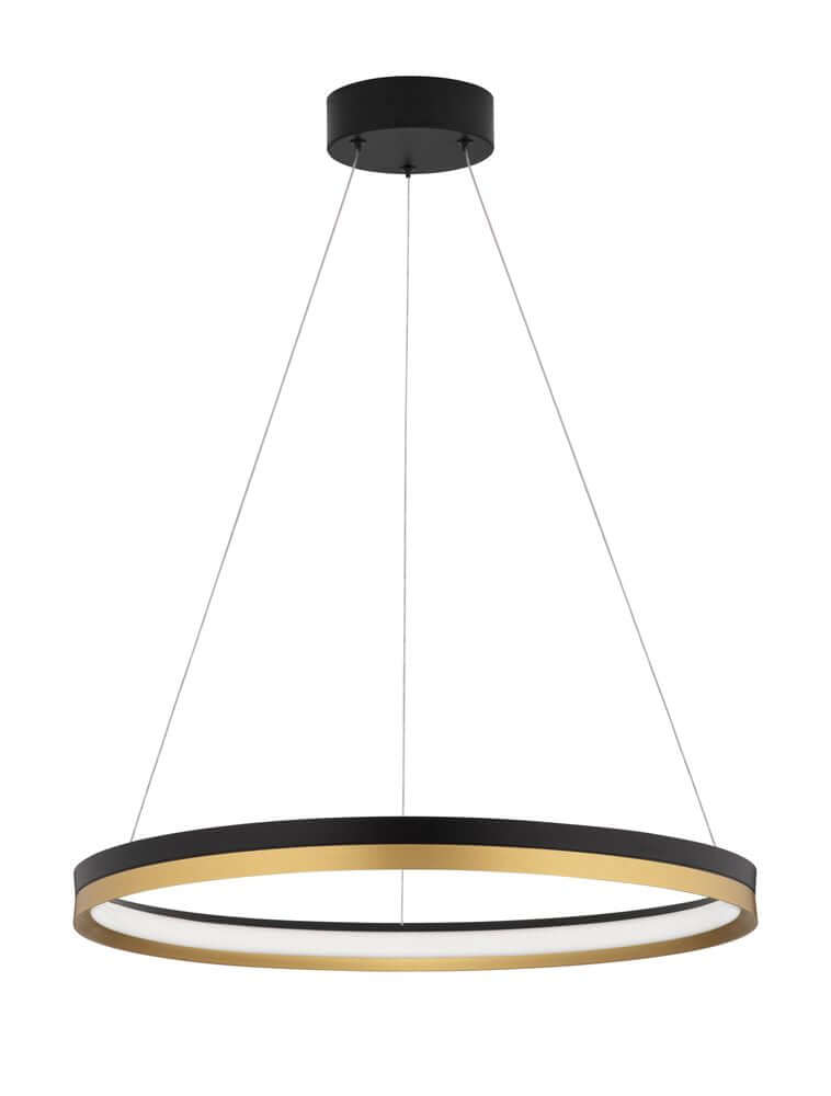 Cantria LED Pendelleuchte Ø 60cm 3000K Schwarz, Gold schwebt elegant unter der Decke.