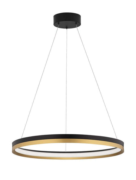 Cantria LED Pendelleuchte Ø 60cm 3000K Schwarz, Gold - moderne LED-Ring Pendelleuchte mit warmweißem Licht