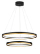 Cantria LED Pendelleuchte 2-flammig Ø 80cm 3000K Schwarz, Gold mit zwei LED-Leuchtringen in modernem Design.