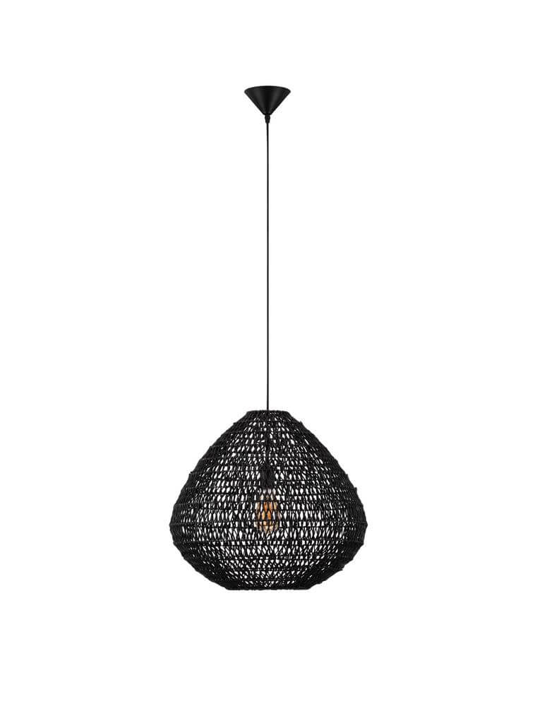 Capa Pendelleuchte E27 Schwarz - elegante schwarze Hängeleuchte im Ethno-Stil für gemütliche Wohnatmosphäre.