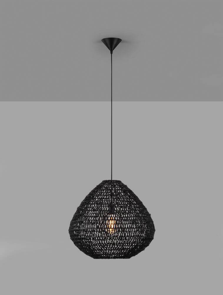 Capa Pendelleuchte E27 Schwarz – elegante Lampe im Ethno-Stil für gemütliche Wohnatmosphäre.