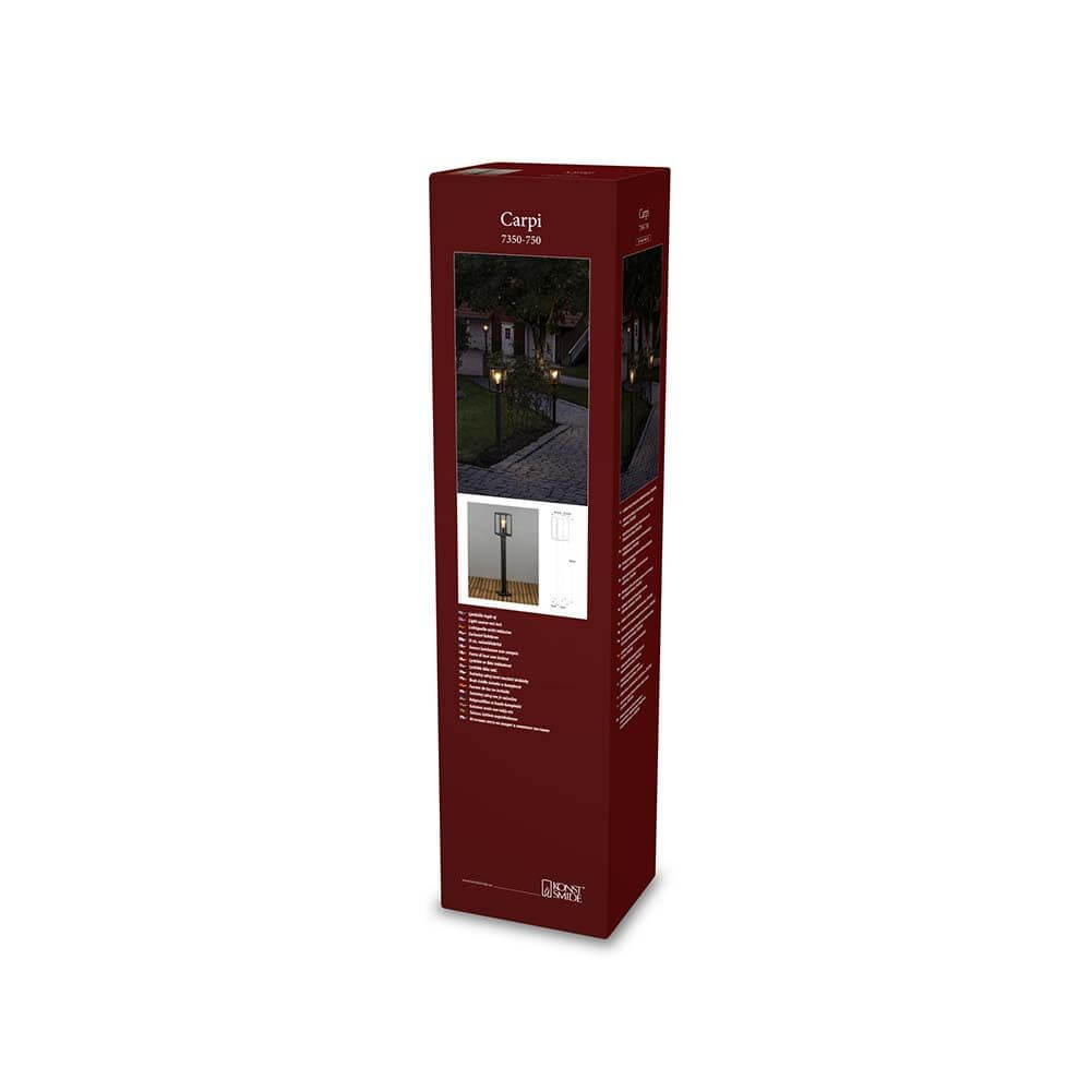 Carip Pollerleuchte Schwarz Verpackung, Stahl und Glas, Lichtquelle E27, für Garten und Wege.