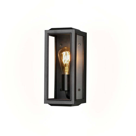 Außen Wandleuchte Carpi im Vintage-Look IP44 in schwarz mit Glühbirne, ideal für den Außenbereich.